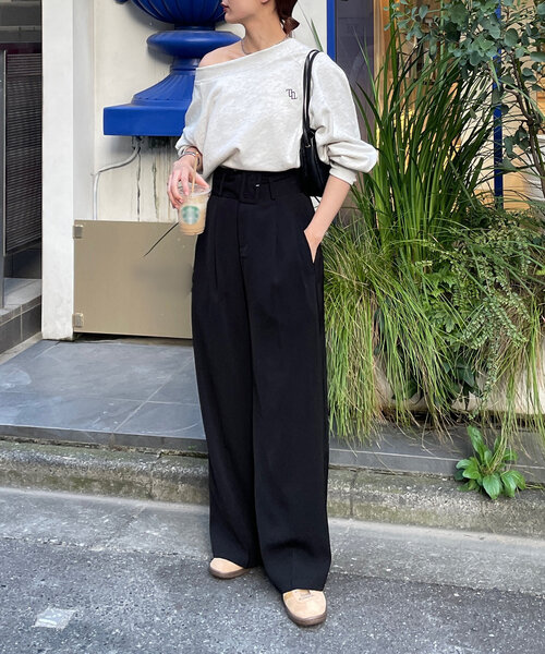 Thevon（ゼボン）の「ボートネック刺繍ロゴプルオーバー（Tシャツ/カットソー・レディース・ライトグレー/ブラウン/チャコールグレー/グレー/ネイビー/ベージュ/ピンク・FREE）」の20枚目の写真