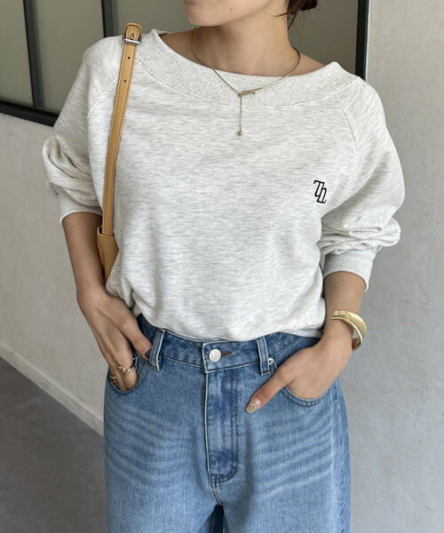 セール】ボートネック刺繍ロゴプルオーバー（Tシャツ/カットソー