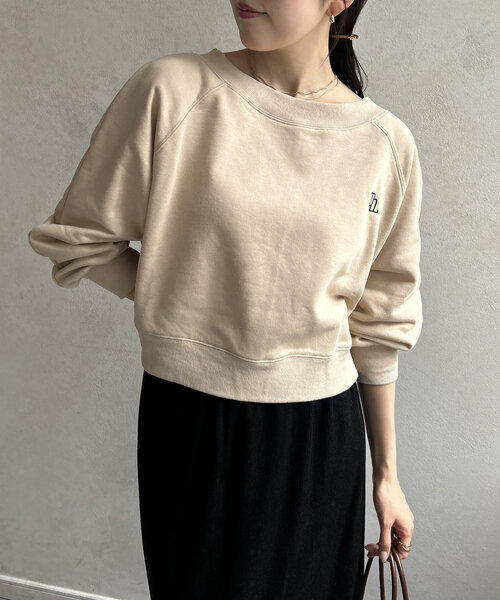 【美品】エブール Tシャツ カットソー プルオーバー ボートネック セール】ボートネック7分袖カットソー【洗濯機洗い可】（Tシャツ