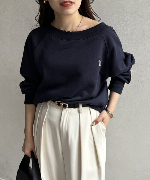 ボートネック刺繍ロゴプルオーバー（Tシャツ/カットソー