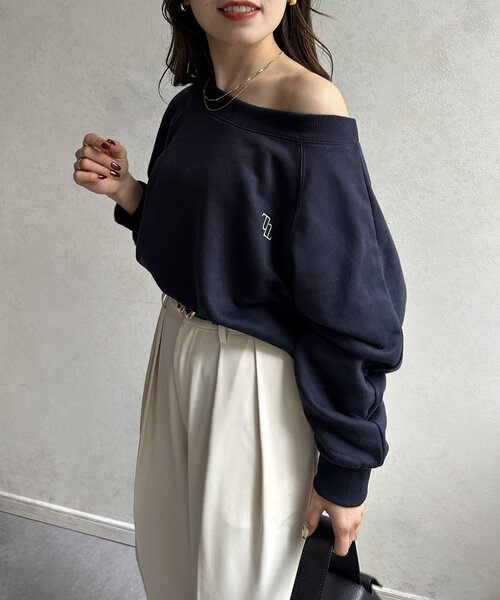 【美品】エブール Tシャツ カットソー プルオーバー ボートネック osharewalker カットソー レディース トップス プルオーバー