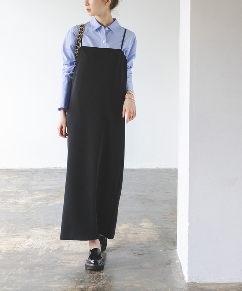 Noble（ノーブル）の「コンパクトサテンギャザーキャミワンピース（ワンピース・レディース・ライトグレー/ブラック・FREE）」の8枚目の写真