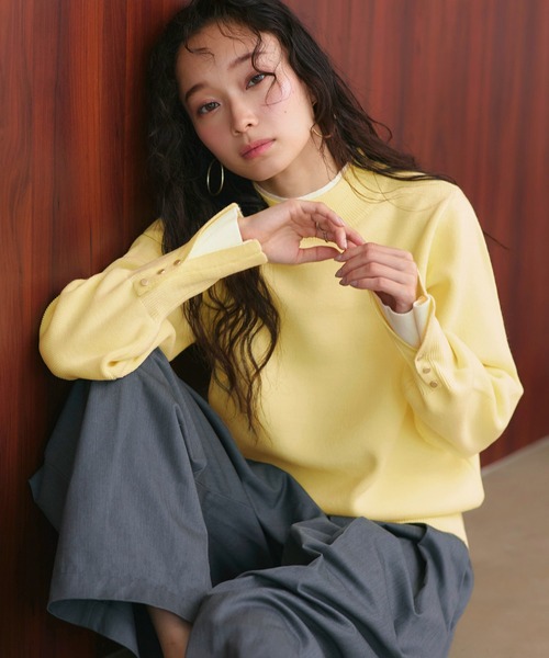 洗える ｜ アンチピリング バイカラー ニット ｜ 長袖 ニットトップス