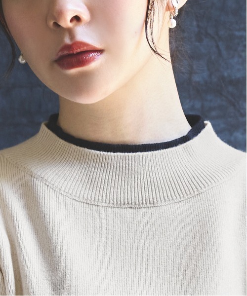 洗える ｜ アンチピリング バイカラー ニット ｜ 長袖 ニットトップス