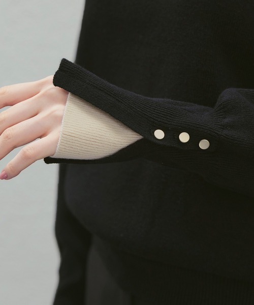 洗える ｜ アンチピリング バイカラー ニット ｜ 長袖 ニットトップス