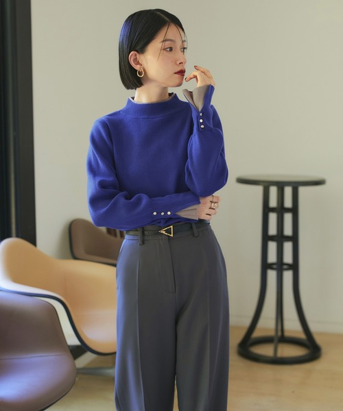 洗える ｜ アンチピリング バイカラー ニット ｜ 長袖 ニットトップス