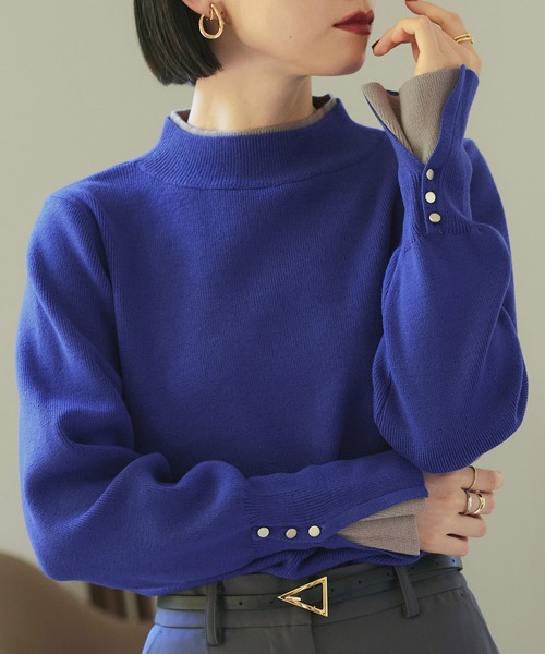 洗える ｜ アンチピリング バイカラー ニット ｜ 長袖 ニットトップス