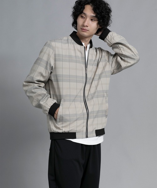 aimoha(アイモハ)の「aimoha men Urban Grid Bomber(ミリタリージャケット・メンズ・ブラック/ベージュ/グリーン・MEDIUM/LARGE/X-LARGE/XX-LARGE/XXX-LARGE)」の2枚目の写真