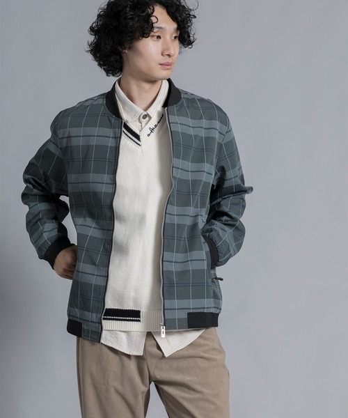 aimoha(アイモハ)の「aimoha men Urban Grid Bomber(ミリタリージャケット・メンズ・ブラック/ベージュ/グリーン・MEDIUM/LARGE/X-LARGE/XX-LARGE/XXX-LARGE)」の3枚目の写真