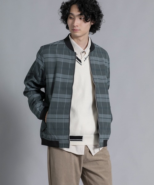aimoha(アイモハ)の「aimoha men Urban Grid Bomber(ミリタリージャケット・メンズ・ブラック/ベージュ/グリーン・MEDIUM/LARGE/X-LARGE/XX-LARGE/XXX-LARGE)」の6枚目の写真