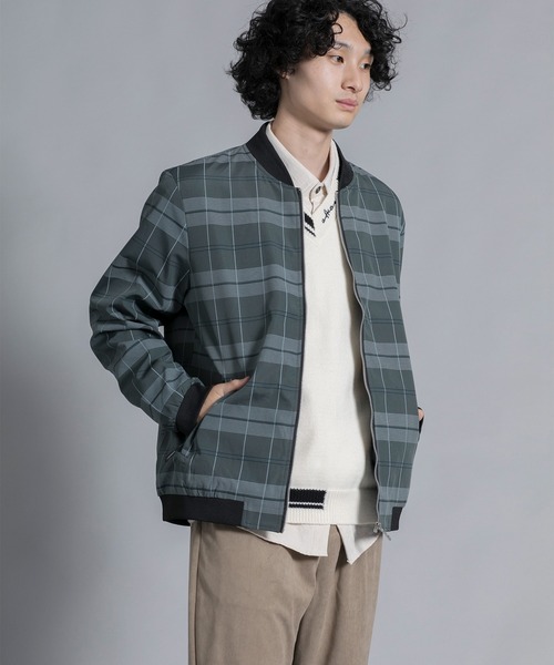 aimoha(アイモハ)の「aimoha men Urban Grid Bomber(ミリタリージャケット・メンズ・ブラック/ベージュ/グリーン・MEDIUM/LARGE/X-LARGE/XX-LARGE/XXX-LARGE)」の7枚目の写真