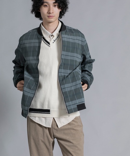aimoha(アイモハ)の「aimoha men Urban Grid Bomber(ミリタリージャケット・メンズ・ブラック/ベージュ/グリーン・MEDIUM/LARGE/X-LARGE/XX-LARGE/XXX-LARGE)」の8枚目の写真
