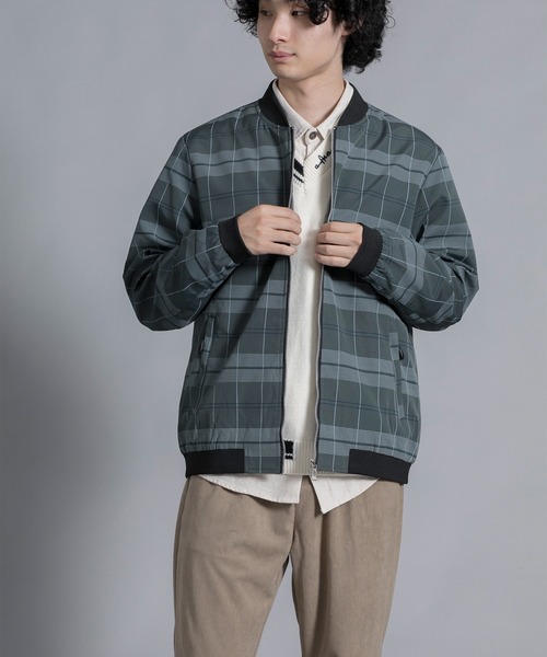 aimoha(アイモハ)の「aimoha men Urban Grid Bomber(ミリタリージャケット・メンズ・ブラック/ベージュ/グリーン・MEDIUM/LARGE/X-LARGE/XX-LARGE/XXX-LARGE)」の10枚目の写真