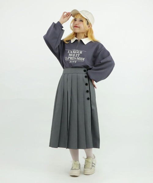 F i.n.t(フィント)の「別珍使い太プリーツスカート/fint(スカート・レディース・ブラウン/グレー・FREE)」の6枚目の写真