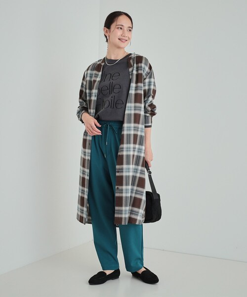 SHOO・LA・RUE（シューラルー）の「◆【洗える】着回しいろいろ 大人のためのチェックシャツワンピース（ワンピース・レディース・ブルー系1/モスグリーン系1/レッド系3・02/03/04）」の14枚目の写真