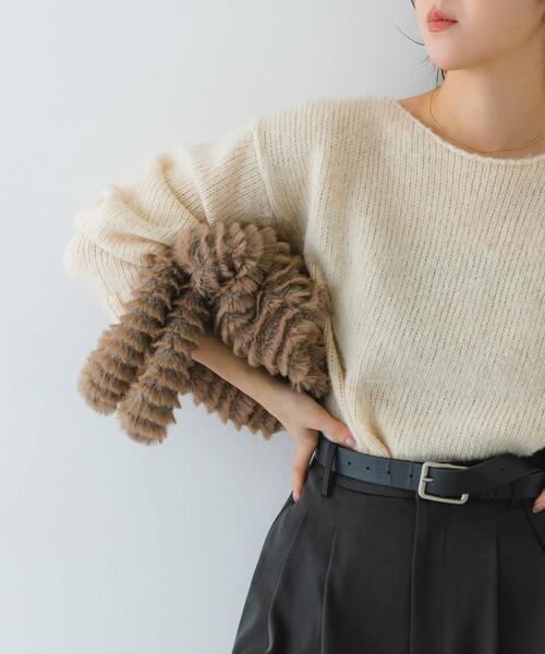 RODE SKO（ロデスコ）の「シャギーファーバッグ（トートバッグ・レディース・キャメル/ミント・ONE）」の21枚目の写真