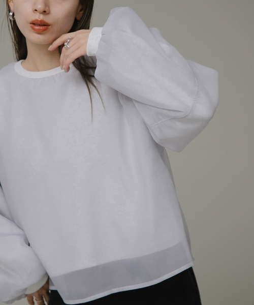 URBAN RESEARCH Sonny Label（アーバンリサーチサニーレーベル）の「『WEB限定』オーガンジードッキングスウェット（スウェット・レディース・アイボリー/ブラウン系その他/ライトグレー・FREE）」の4枚目の写真