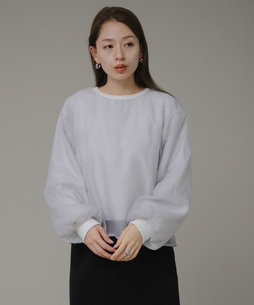 URBAN RESEARCH Sonny Label（アーバンリサーチサニーレーベル）の「『WEB限定』オーガンジードッキングスウェット（スウェット・レディース・アイボリー/ブラウン系その他/ライトグレー・FREE）」の5枚目の写真