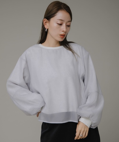 URBAN RESEARCH Sonny Label（アーバンリサーチサニーレーベル）の「『WEB限定』オーガンジードッキングスウェット（スウェット・レディース・アイボリー/ブラウン系その他/ライトグレー・FREE）」の6枚目の写真