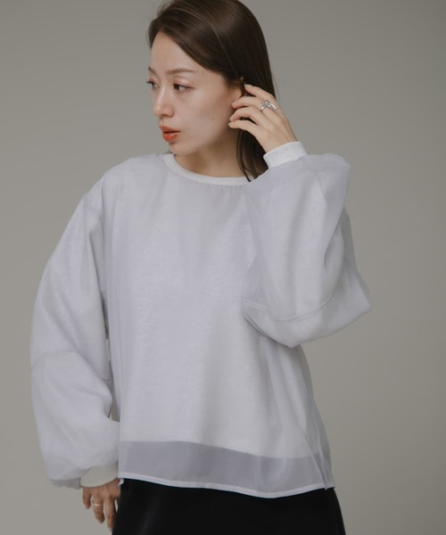 URBAN RESEARCH Sonny Label（アーバンリサーチサニーレーベル）の「『WEB限定』オーガンジードッキングスウェット（スウェット・レディース・アイボリー/ブラウン系その他/ライトグレー・FREE）」の7枚目の写真