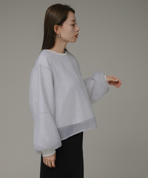 URBAN RESEARCH Sonny Label（アーバンリサーチサニーレーベル）の「『WEB限定』オーガンジードッキングスウェット（スウェット・レディース・アイボリー/ブラウン系その他/ライトグレー・FREE）」の8枚目の写真