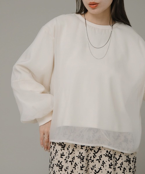 URBAN RESEARCH Sonny Label（アーバンリサーチサニーレーベル）の「『WEB限定』オーガンジードッキングスウェット（スウェット・レディース・アイボリー/ブラウン系その他/ライトグレー・FREE）」の16枚目の写真