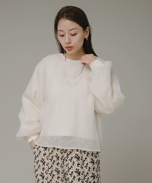 URBAN RESEARCH Sonny Label（アーバンリサーチサニーレーベル）の「『WEB限定』オーガンジードッキングスウェット（スウェット・レディース・アイボリー/ブラウン系その他/ライトグレー・FREE）」の17枚目の写真