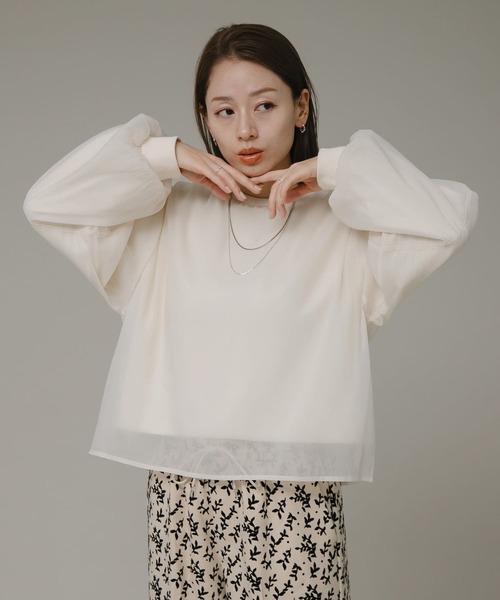 URBAN RESEARCH Sonny Label（アーバンリサーチサニーレーベル）の「『WEB限定』オーガンジードッキングスウェット（スウェット・レディース・アイボリー/ブラウン系その他/ライトグレー・FREE）」の18枚目の写真