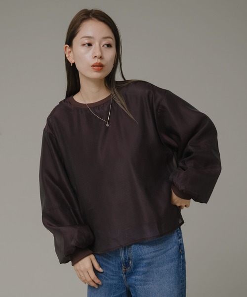 URBAN RESEARCH Sonny Label（アーバンリサーチサニーレーベル）の「『WEB限定』オーガンジードッキングスウェット（スウェット・レディース・アイボリー/ブラウン系その他/ライトグレー・FREE）」の3枚目の写真