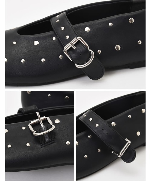 Re:EDIT（リエディ）の「[大きいサイズ]ラウンドトゥスタッズフラットシューズ（その他シューズ・レディース・ホワイト/ブラック・MEDIUM/LARGE/X-LARGE/SMALL）」の19枚目の写真