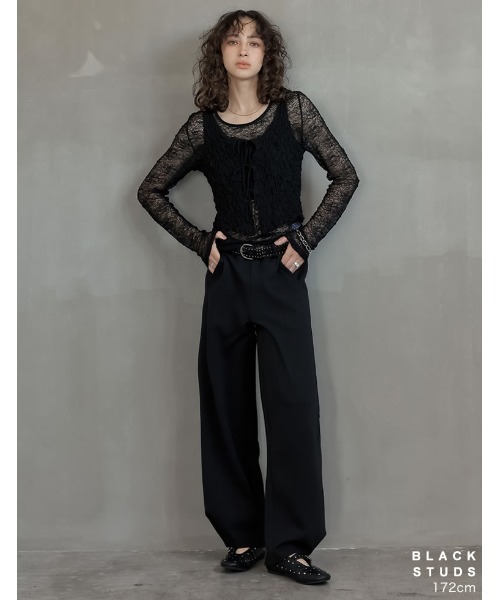 Re:EDIT（リエディ）の「[大きいサイズ]ラウンドトゥスタッズフラットシューズ（その他シューズ・レディース・ホワイト/ブラック・MEDIUM/LARGE/X-LARGE/SMALL）」の9枚目の写真