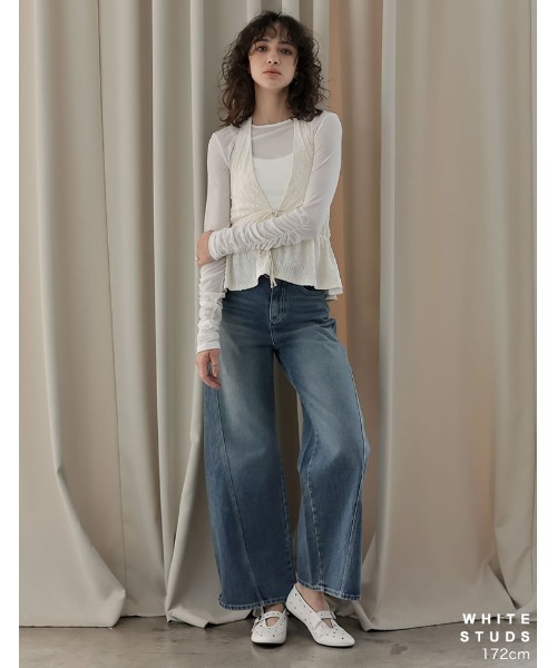 Re:EDIT（リエディ）の「[大きいサイズ]ラウンドトゥスタッズフラットシューズ（その他シューズ・レディース・ホワイト/ブラック・MEDIUM/LARGE/X-LARGE/SMALL）」の10枚目の写真