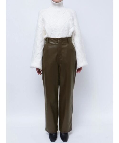 セール】ワイドストレートレザーパンツ（その他パンツ）｜ELENDEEK