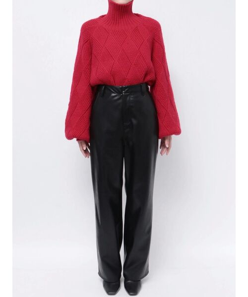 セール】ワイドストレートレザーパンツ（その他パンツ）｜ELENDEEK