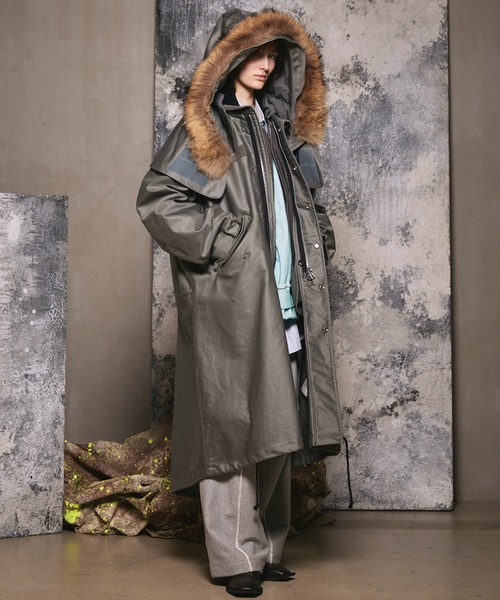 値下げしました、。 Giorgio Armani モッズコート ファー付き UNISEX》Prime-Over M-65 Mods Coat Combined With MA-1 Flight Jacket