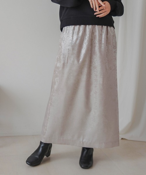 Bou Jeloud(ブージュルード)の「シャイニースカート(スカート・レディース・シルバー/ブラック・38)」の2枚目の写真