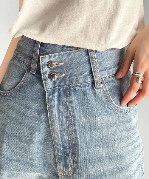 classicalelf（クラシカルエルフ）の「環境に優しいサステナブル素材。綿100％サイド切替ハイウエストワイドストレートデニムパンツ（デニムパンツ・レディース・オレンジ系その他/ブルー/ブラック・SMALL/MEDIUM/LARGE/X-LARGE）」の15枚目の写真