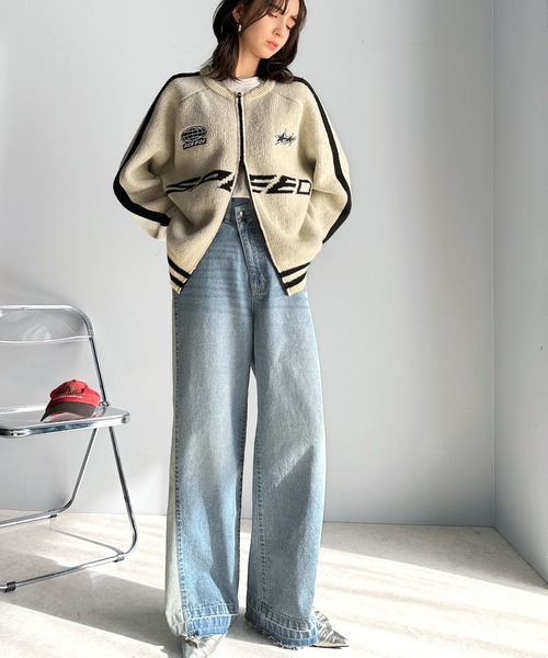 classicalelf（クラシカルエルフ）の「環境に優しいサステナブル素材。綿100％サイド切替ハイウエストワイドストレートデニムパンツ（デニムパンツ・レディース・オレンジ系その他/ブルー/ブラック・SMALL/MEDIUM/LARGE/X-LARGE）」の8枚目の写真