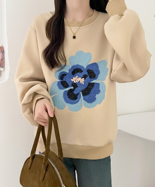 ABITOKYO(アビトーキョー)の「花柄刺繍裏起毛スウェットプルオーバー(スウェット・レディース・ベージュ/ブラック/ネイビー・L/XL/M)」の19枚目の写真