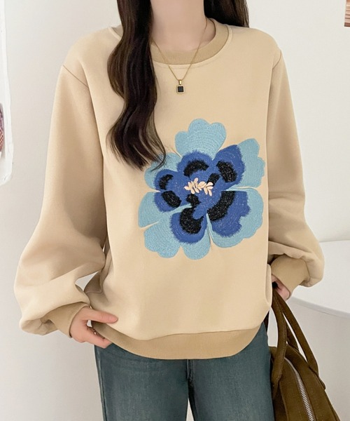ABITOKYO(アビトーキョー)の「花柄刺繍裏起毛スウェットプルオーバー(スウェット・レディース・ベージュ/ブラック/ネイビー・L/XL/M)」の20枚目の写真