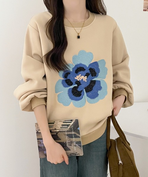 ABITOKYO(アビトーキョー)の「花柄刺繍裏起毛スウェットプルオーバー(スウェット・レディース・ベージュ/ブラック/ネイビー・L/XL/M)」の17枚目の写真