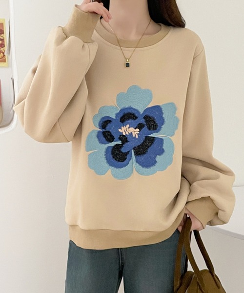 ABITOKYO(アビトーキョー)の「花柄刺繍裏起毛スウェットプルオーバー(スウェット・レディース・ベージュ/ブラック/ネイビー・L/XL/M)」の22枚目の写真
