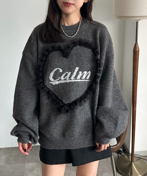 apres jour mignon（アプレジュールミニョン）の「ハートモチーフニット【ZOZOTOWN限定アイテム】（ニット/セーター・レディース・チャコールグレー/ネイビー/ダークブラウン・フリー/X-LARGE）」の6枚目の写真