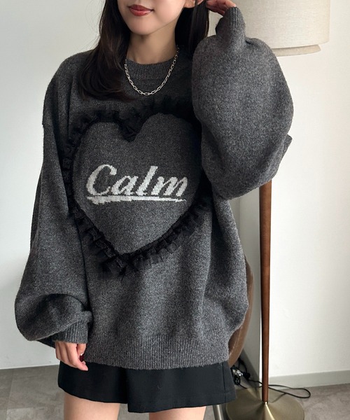 apres jour mignon（アプレジュールミニョン）の「ハートモチーフニット【ZOZOTOWN限定アイテム】（ニット/セーター・レディース・チャコールグレー/ネイビー/ダークブラウン・フリー/X-LARGE）」の8枚目の写真