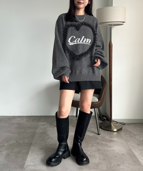 apres jour mignon（アプレジュールミニョン）の「ハートモチーフニット【ZOZOTOWN限定アイテム】（ニット/セーター・レディース・チャコールグレー/ネイビー/ダークブラウン・フリー/X-LARGE）」の12枚目の写真