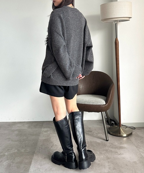 apres jour mignon（アプレジュールミニョン）の「ハートモチーフニット【ZOZOTOWN限定アイテム】（ニット/セーター・レディース・チャコールグレー/ネイビー/ダークブラウン・フリー/X-LARGE）」の13枚目の写真