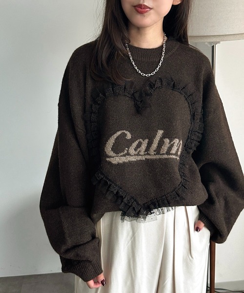 apres jour mignon（アプレジュールミニョン）の「ハートモチーフニット【ZOZOTOWN限定アイテム】（ニット/セーター・レディース・チャコールグレー/ネイビー/ダークブラウン・フリー/X-LARGE）」の14枚目の写真