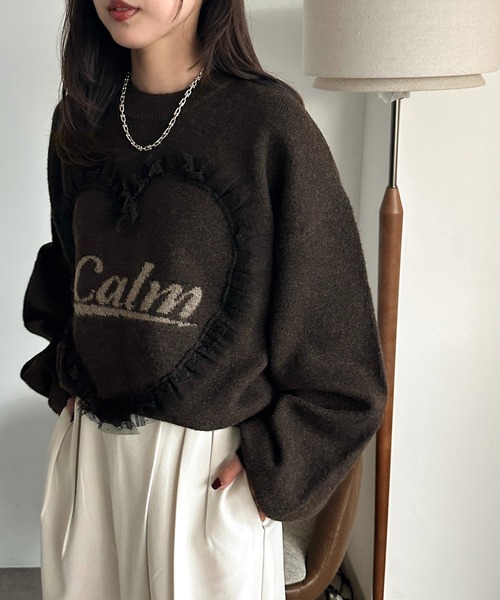 apres jour mignon（アプレジュールミニョン）の「ハートモチーフニット【ZOZOTOWN限定アイテム】（ニット/セーター・レディース・チャコールグレー/ネイビー/ダークブラウン・フリー/X-LARGE）」の16枚目の写真