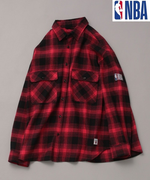 NBA(エヌビーエー)の「【NBA】刺繍チェックネルシャツ(シャツ/ブラウス・メンズ・ブルー/グリーン/レッド/パープル・MEDIUM/LARGE)」の5枚目の写真