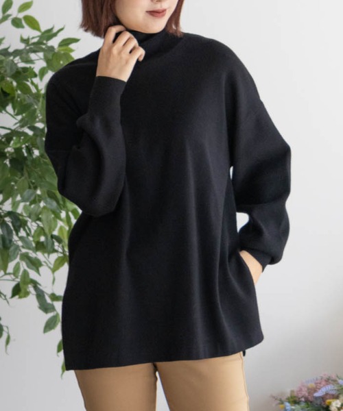 HusHusH（ハッシュアッシュ）の「【HusHusH/ハッシュアッシュ】リブタートルネック ニットチュニック（ニット/セーター・レディース・ラベンダー/モカ/ブラック・M/L）」の5枚目の写真